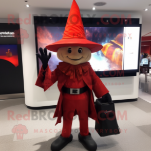 Red Witch'S Hat mascot costume character dressed with a Trousers and Wallets