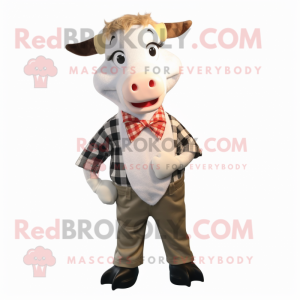 Hvit Jersey Cow maskot...