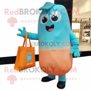 Cyan Abrikos maskot kostume...