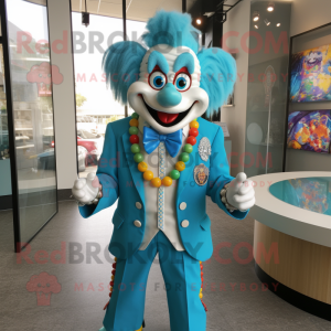 Teal Clown mascotte kostuum...