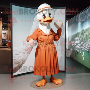 Rust Swans mascot costume character dressed with a Maxi Dress and Caps