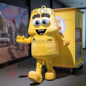 Yellow Ice mascot costume character dressed with a Cargo Shorts and Ties