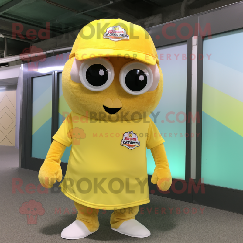 Yellow Ice mascot costume character dressed with a Cargo Shorts and Ties