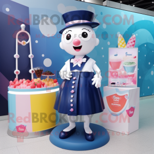 Navy Ice Cream mascot costume character dressed with a Cocktail Dress and Brooches