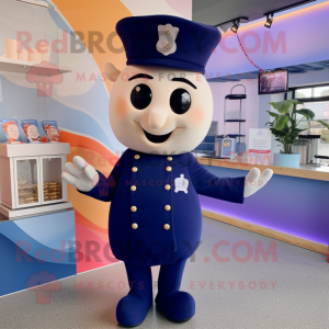 Navy Ice Cream mascot costume character dressed with a Cocktail Dress and Brooches