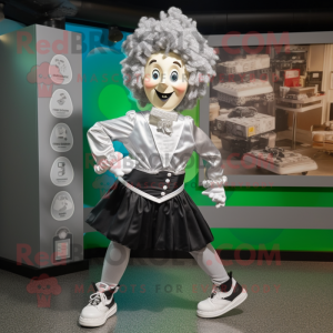 Silver Irish Dancing Shoes mascot costume character dressed with a Oxford Shirt and Coin purses
