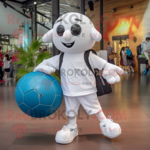 Hvit fotball maskot kostyme...