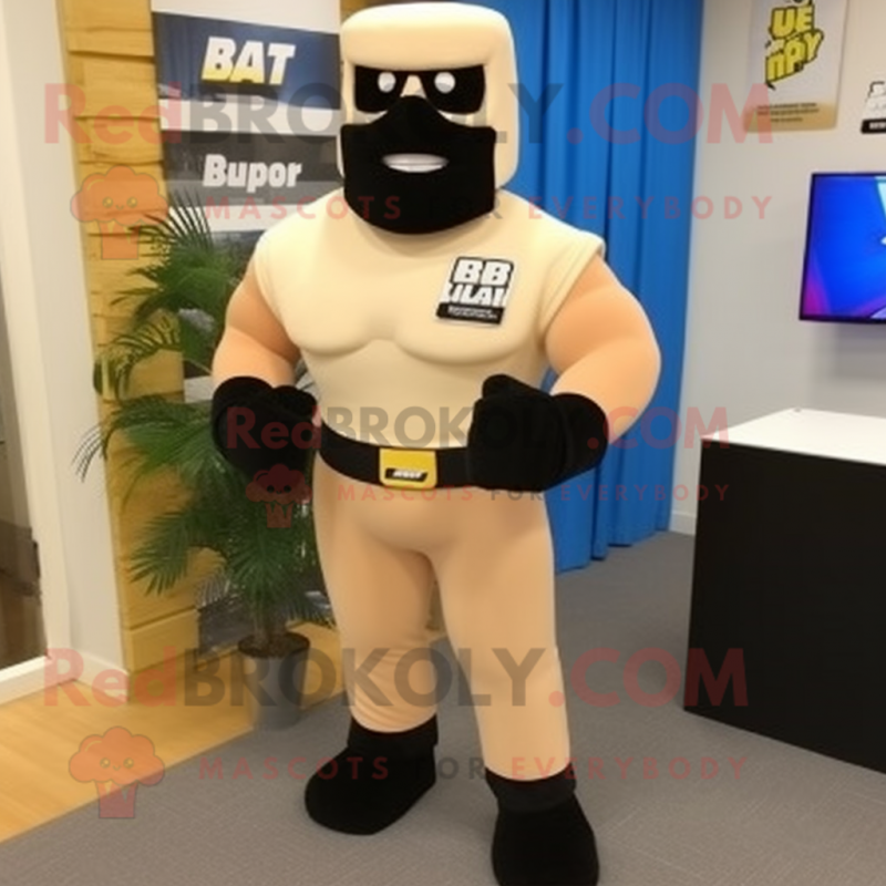 Cream Gi Joe mascot costume character dressed with a Culottes and Bracelet watches