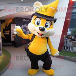 Yellow Skunk mascot costume character dressed with a Leggings and Hats