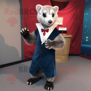 nan Ferret mascot costume character dressed with a Sheath Dress and Cufflinks