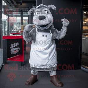 Silver Beef Wellington mascot costume character dressed with a Skinny Jeans and Gloves