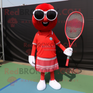 Röd tennisracket maskot...