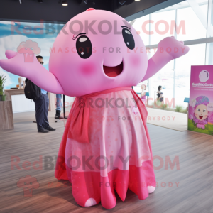 Pink Whale maskot kostym...