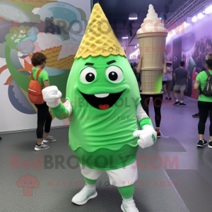 Green Ice Cream Cone maskot...