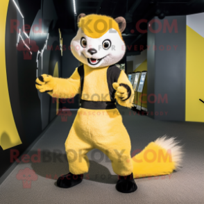 Yellow Skunk mascot costume character dressed with a Leggings and Belts