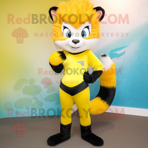 Yellow Skunk mascot costume character dressed with a Leggings and Belts