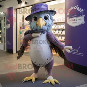 Lavender Hawk mascot costume character dressed with a Henley Tee and Headbands