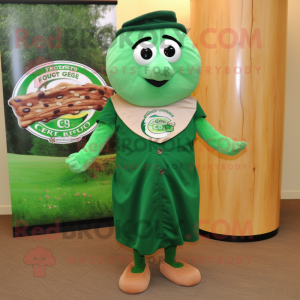 Forest Green Bagels mascot costume character dressed with a Wrap Skirt and Tie pins