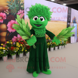Forest Green Bouquet Of Flowers mascot costume character dressed with a Blouse and Gloves