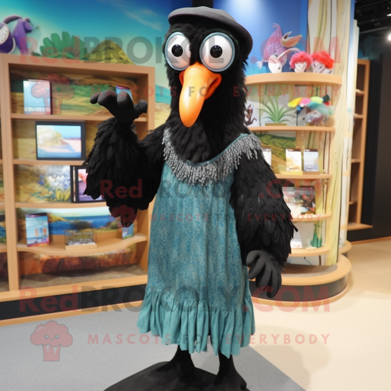 Black Dodo Bird mascot costume character dressed with a Maxi Dress and ...