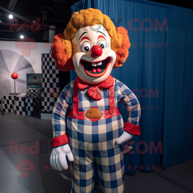 Navy Clown mascot costume character dressed with a Flannel Shirt and Belts