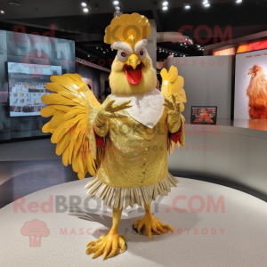 Gold Rooster maskot kostym...