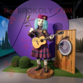 Lavender Celtic Harp mascot costume character dressed with a Moto Jacket and Cufflinks