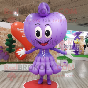 Lavender Heart Shaped Balloons mascot costume character dressed with a Dress and Bracelets