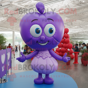 Lavender Heart Shaped Balloons mascot costume character dressed with a Dress and Bracelets