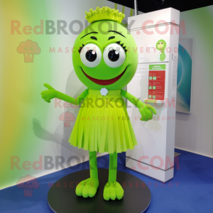 Lime Green Bracelet mascot costume character dressed with a Pencil Skirt and Hair clips
