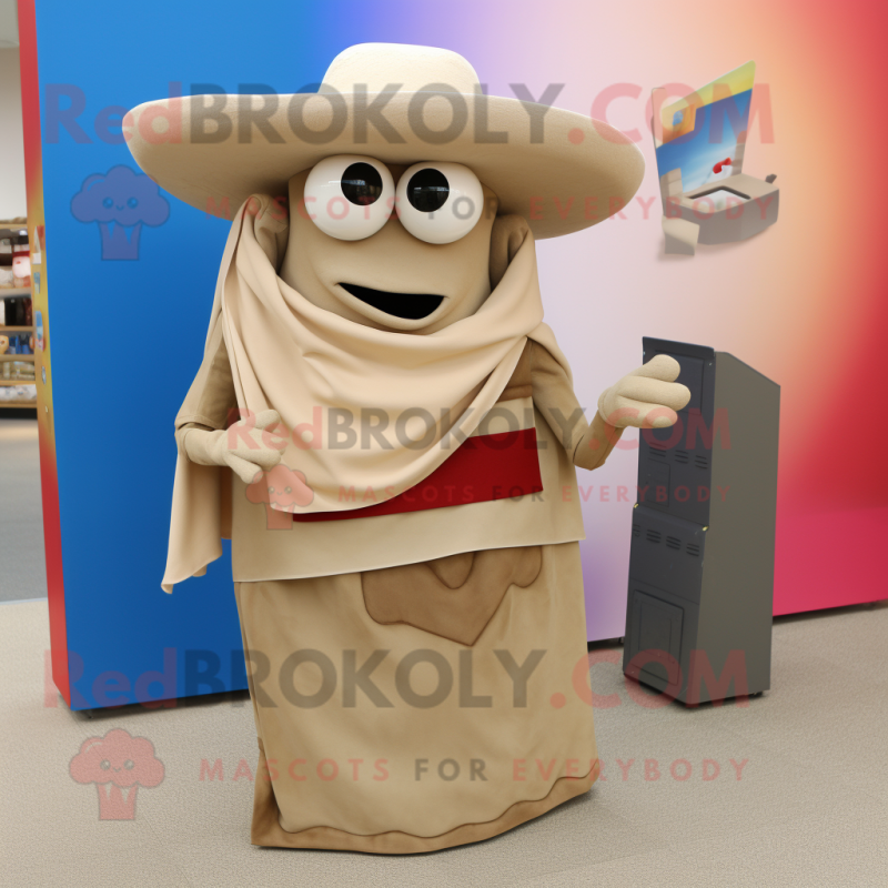 Beige Fajitas mascot costume character dressed with a Culottes and Wallets