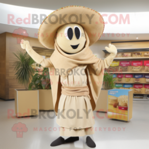 Beige Fajitas mascot costume character dressed with a Culottes and Wallets