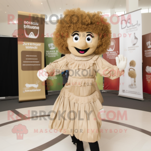 Beige Irish Dancer mascot costume character dressed with a Cover-up and Earrings