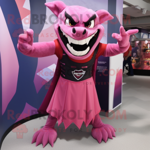 Pink Vampire mascot costume character dressed with a Tank Top and Wraps