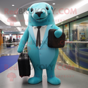 Cyan Sea Lion maskot...