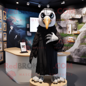 Black Albatross mascot costume character dressed with a Culottes and Watches