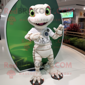 Hvit Geckos maskot kostyme...