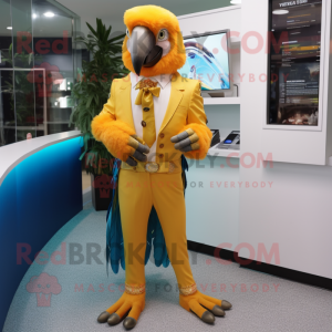 Guld Macaw maskot kostym...