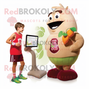 Tan Raspberry mascot costume character dressed with a Tank Top and Watches