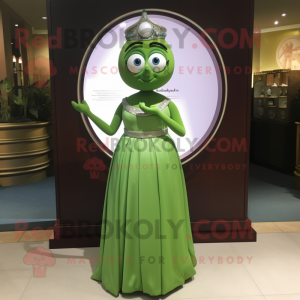 Olive Engagement Ring mascot costume character dressed with a Empire Waist Dress and Watches