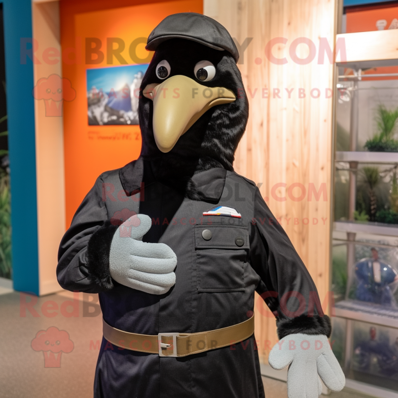 Black Albatross mascot costume character dressed with a Overalls and ...