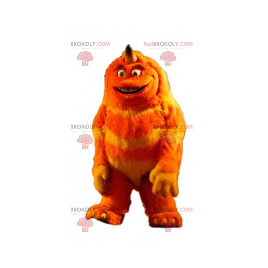 Oranje en geel harig monster mascotte. Harig wezen -