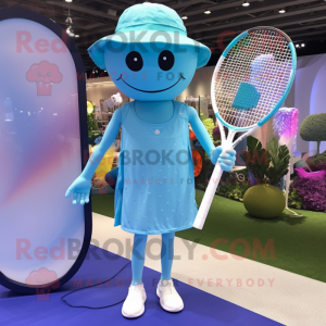 Cyaan tennisracket mascotte...