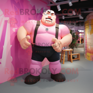 Roze Strongman mascotte...