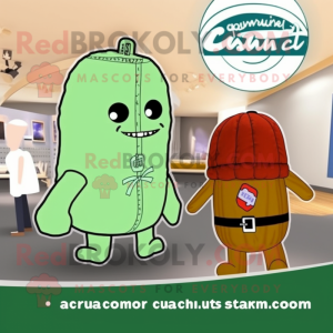 Rust Cucumber mascot costume character dressed with a Swimwear and Ties