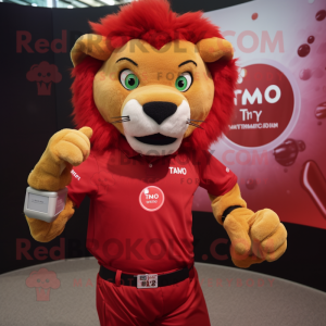 Red Tamer Lion maskotdräkt...