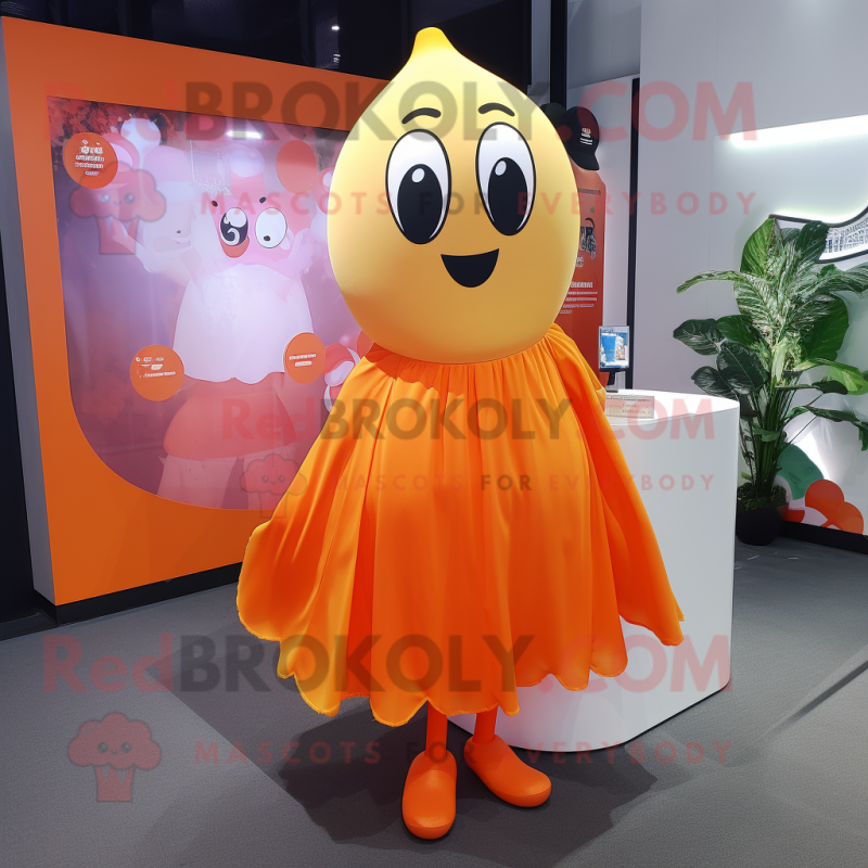 Orange Ghost mascot costume character dressed with a Mini Skirt and Ties
