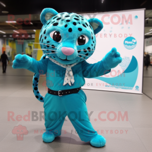 Cyan Jaguar maskot kostume...