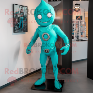 Teal Superhero mascotte...