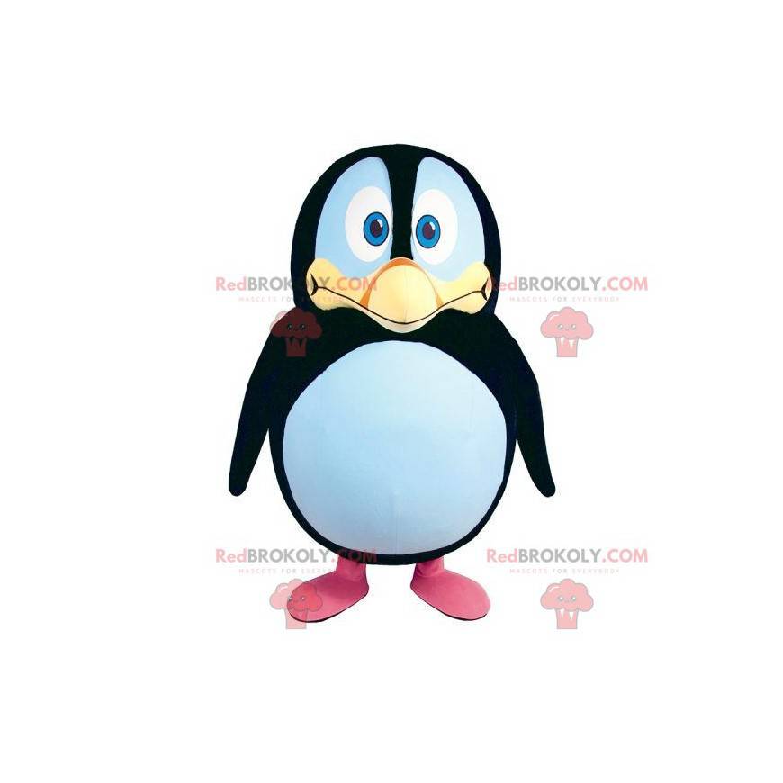 Pinguïn mascotte zwart wit en geel. Pinguïn kostuum -